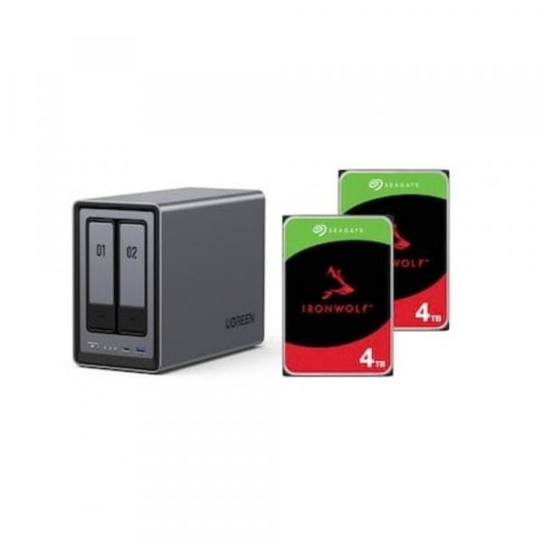Ugreen NASync DXP2800 Système NAS 2 baies incluant 2x Seagate IronWolf ST4000VN006 - Serveur de stockage