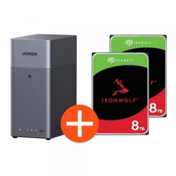 Sistema NAS Ugreen NASync DH2300 de 2 bahías incluyendo 2 Seagate IronWolf ST8000VN002 - Servidor de almacenamiento