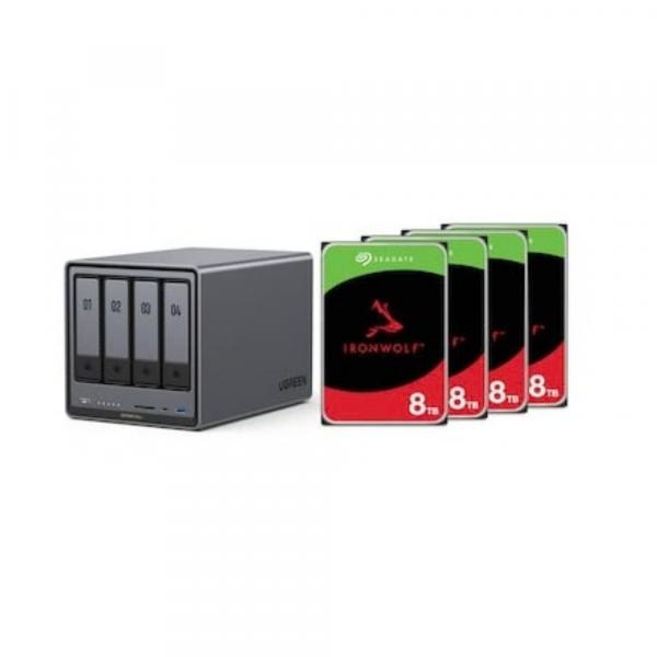 Ugreen NASync DXP4800 Plus NAS System 4-Bays incluant 4x Seagate IronWolf ST8000VN002 8 - Serveur de stockage