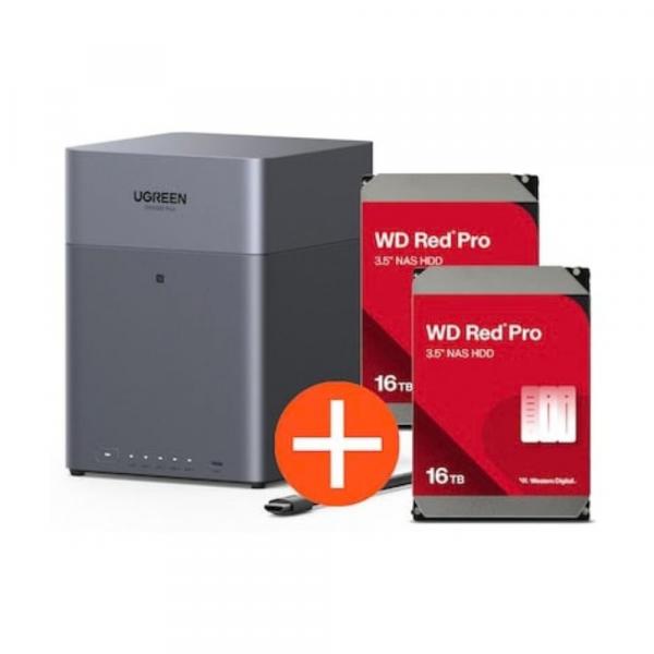 Ugreen NASync DH4300 Plus Système NAS 4 baies incluant 2x WD WD161KFGX HDD - 16 - Serveur de stockage