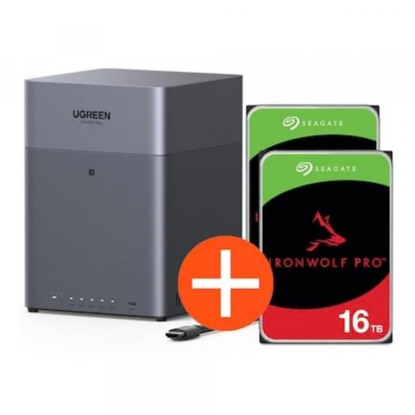 Ugreen NASync DH4300 Plus NAS System 4 baies incluant 2x Seagate IronWolf ST16000NT001 16 - Serveur de stockage