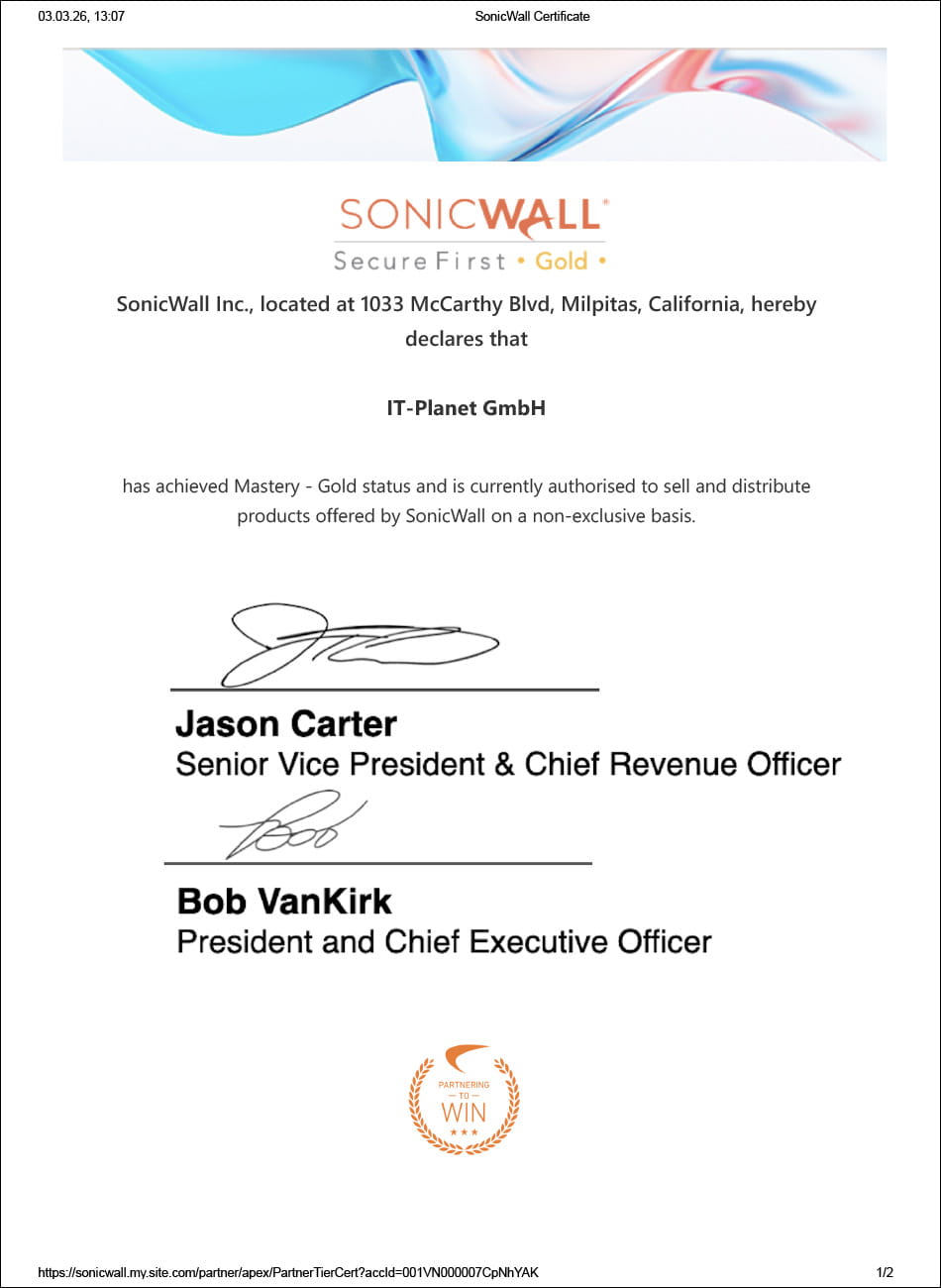 Zertifikat SonicWall